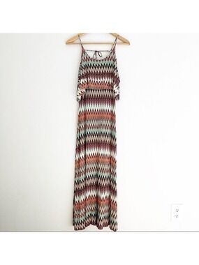 Minty Maxi Dress Spaghetti Straps Aztec Herringbone Size Small